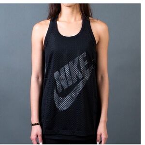 Nike Women’s Mesh Tank Top shirt black‎ work out top 726108-110 small EUC